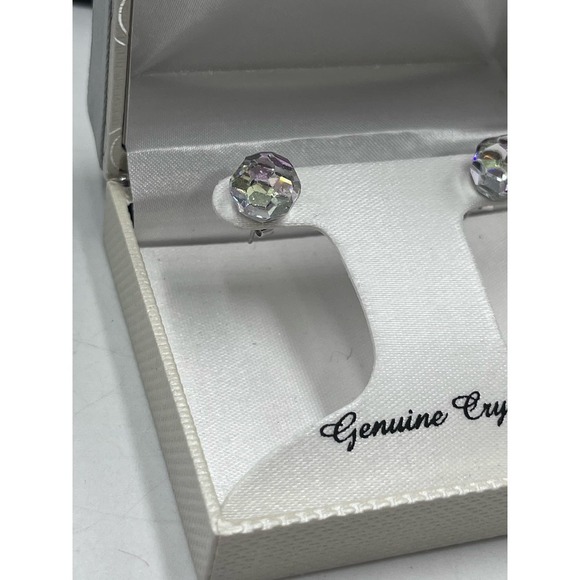 Swarovski SAL Vintage AB Crystal Disco Ball Stud 14k over 925 Earrings in Box - Picture 4 of 14